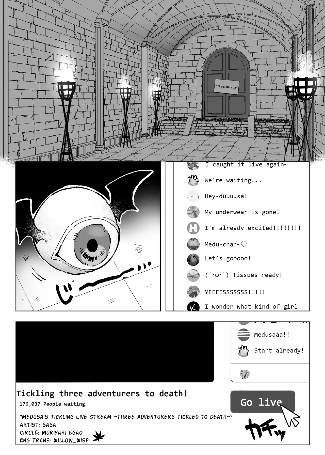 Medusa Kusuguri Haishin ~3-nin no Boukensha-chan, Shinuhodo Kusugutte Mita!~ | Medusa's Tickling Live Stream ~Three Adventurers Tickled to Death~ page 2 full